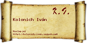 Kolonich Iván névjegykártya